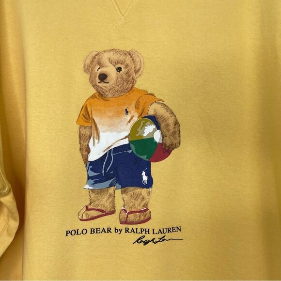 Polo Ralph Lauren yellow pullover sweatshirt Polo beach bear size XLT - Picture 2 of 11